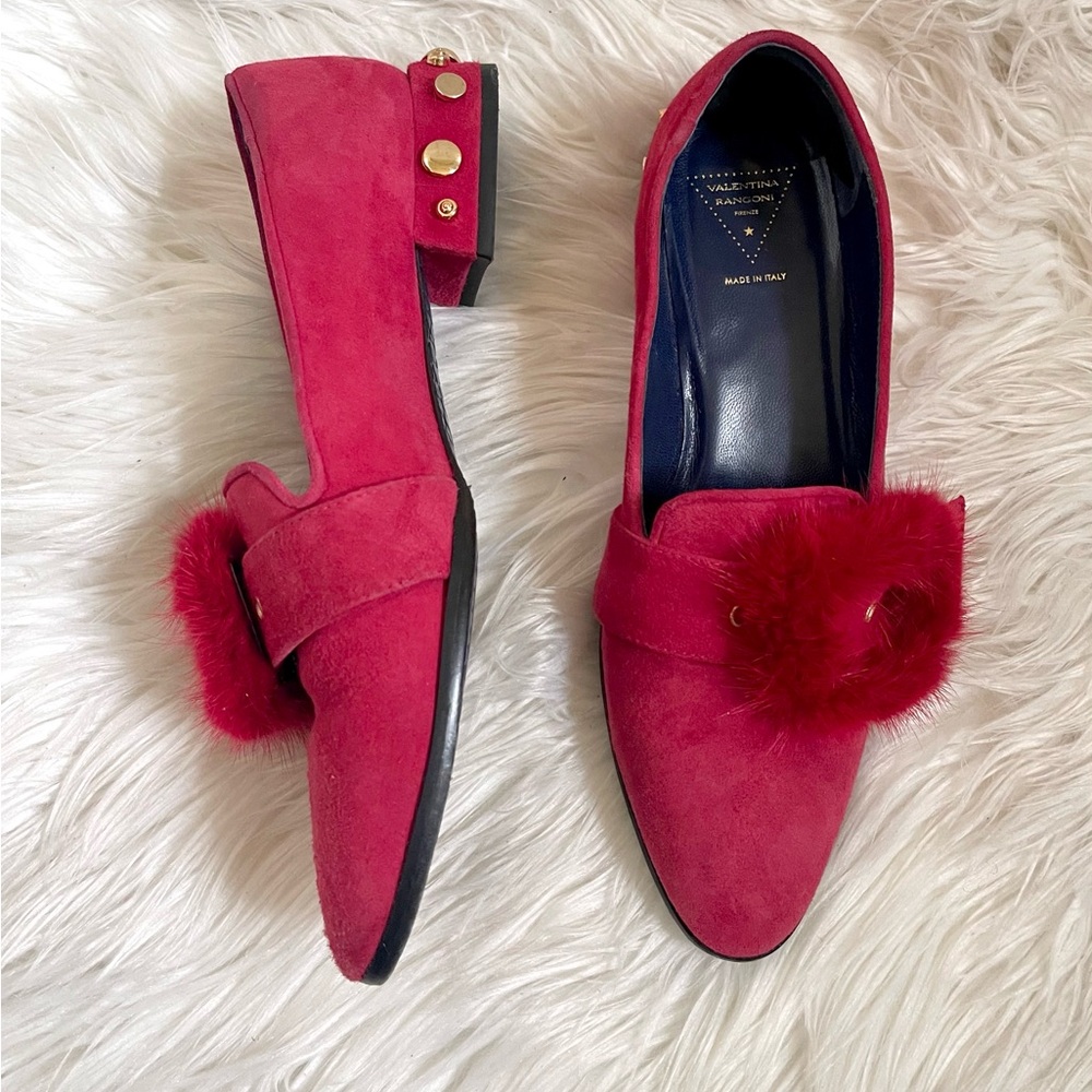 Vintage Valentina Rangoni Red Suede Loafers - Picture 3 of 9